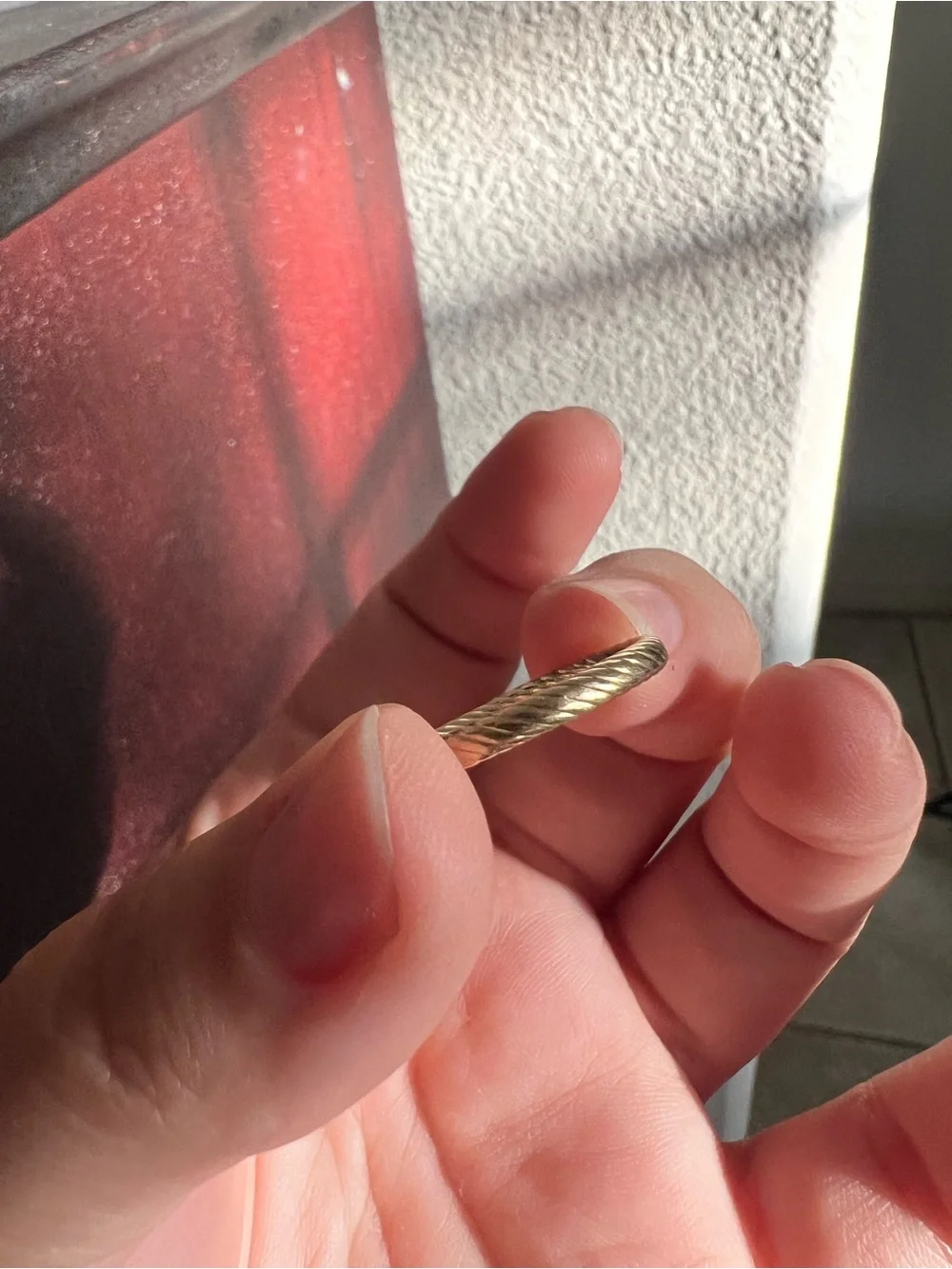 10k solid gold rope twist stacker ring